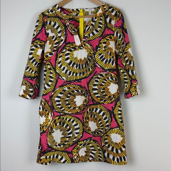 J Crew Green Ratti Electric Kiwi Cotton Tunic Dress Size 4 - Picture 2 of 9